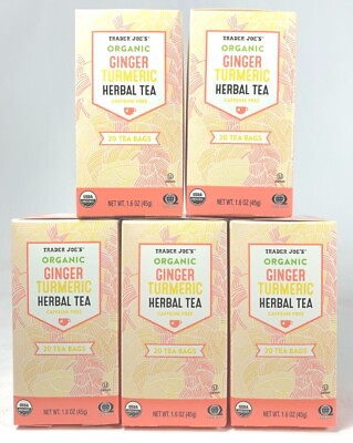 #ad Trader Joe#x27;s Organic Ginger Turmeric Herbal Tea Box Caffeine Free Tumeric