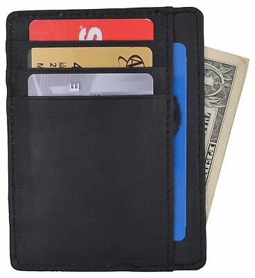 #ad Slim Minimalist Wallets For Men Women Leather Front Pocket Thin Mens Wallet RF