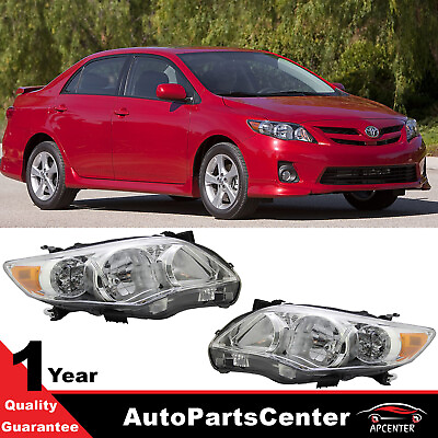 #ad Leftamp;Right Chrome Headlights Headlamps Assembly For 2011 2013 Toyota Corolla