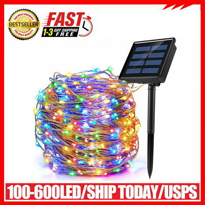 #ad 300 600 LED Solar Power String Fairy Lights Garden Outdoor Party Christmas Lamp
