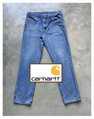 #ad Carhartt Traditional Fit Medium Wash Denim Blue Jeans Mens 38X34 GREAT CONDITION