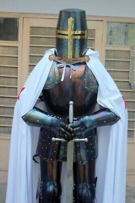 #ad Medieval Knight Suit Of Armor War Templar Combat Full Body Armour Stand