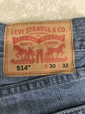 #ad Levi’s 514 Regular Straight Fit Denim Blue Jeans Medium Wash Men’s Size 30 X 32