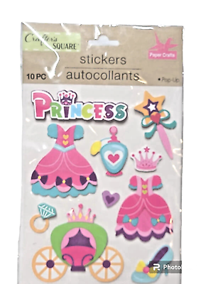 #ad Crafters Square 10 Piece Pop Up 3D Princess Stickers Scrapbook NIP
