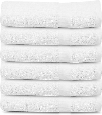 #ad Bath Towels 6 Pack quot;22x44quot; White Cotton Towel Set Bath Pool Gym Towels Beach