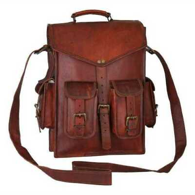 #ad Vintage Original Women Messenger Crossbody Handbag Brown Leather Medium Bag