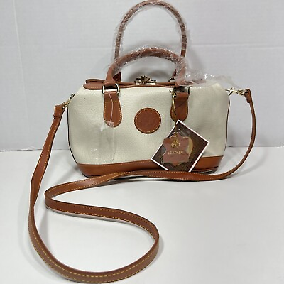 #ad NWT Coldwater Canyon Women#x27;s Genuine Split Leather Crossbody Purse Cream Brown