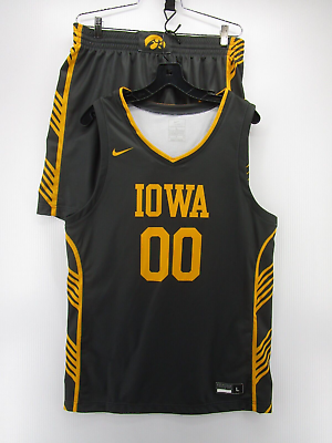 #ad Iowa Hawkeyes Basketball Jersey Team Issued Men Large Gray Nike Uniform Shorts