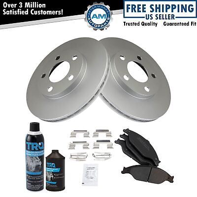 #ad Front Brake Semi Metallic Pad amp; Coated Rotor Kit w Fluids for Ford Mustang
