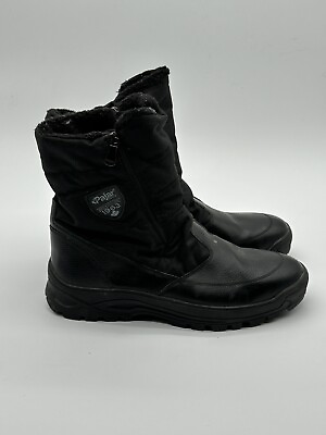 #ad Pajar Tex Alpi Black Boots Faux Fur lining w Ice Gripper tech size 12 12.5