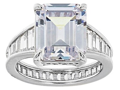 #ad BELLA LUCE 14.85CTW WHITE DIAMOND SIMULANTS RHODIUM OVER STERLING SILVER RING 11