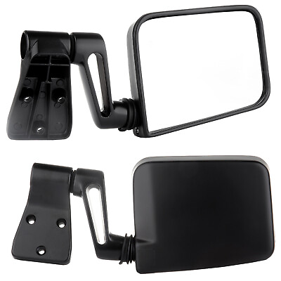 #ad Pair Black Manual Right Left Side View Door Mirrors For 97 02 Jeep Wrangler TJ