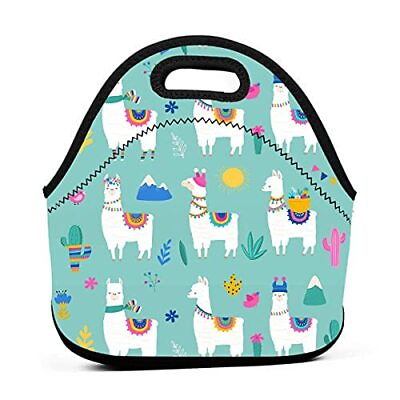 #ad Cute Llama Insulated Lunch Bag Summer Alpaca Cactus Cooler Tote Bag Neoprene Ben