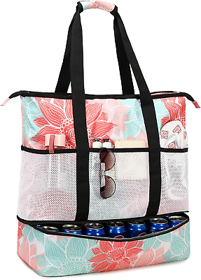 #ad Beach Bag with Leakproof Cooler Waterproof Sandproof Beach Tote Bags for Women