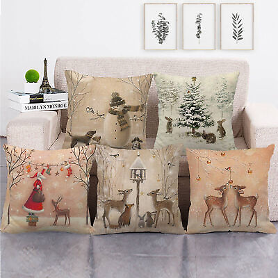 #ad Cushion Cover Anti scratch Breathable Christmas Style Cartoon Cute Home