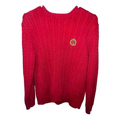 #ad Women’s Red Lauren Ralph Lauren cable knit sweater. gold Large