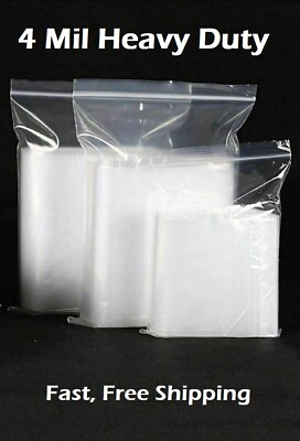 Clear Zip Seal Plastic Bags Heavy Duty 4Mil Reclosable Top Lock Zipper Baggies $199.99