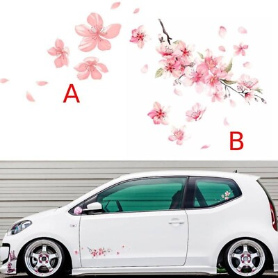 #ad Pink Cherry Blossom Vinyl Car Sticker Auto Flower Decal Windshield Windo Bumper