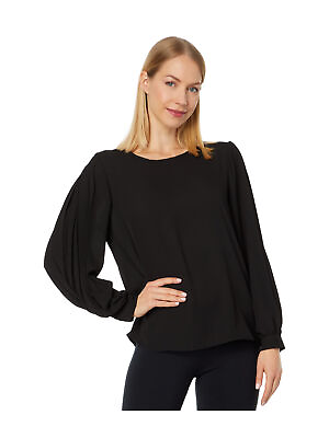 #ad VINCE CAMUTO Womens Black Back Button Closure Long Sleeve Blouse XS