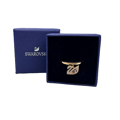 #ad Swarovski Dazzling Swan ring Swan Pink Rose gold tone plated Size 7 55 EUR