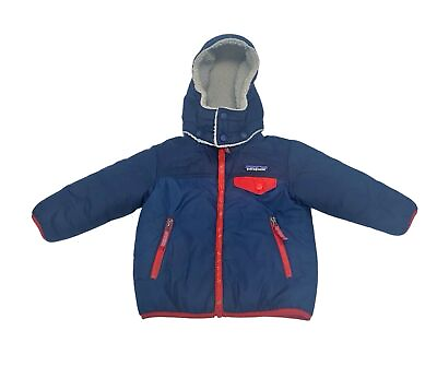 #ad Patagonia Baby Reversible Tribbles Hoody Full Zip Stone Blue Size 12 18 months
