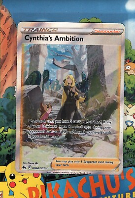 #ad Pokémon TCG Cynthia#x27;s Cynthias Ambition Alt Art Crown Zenith GG60 GG70 NM M