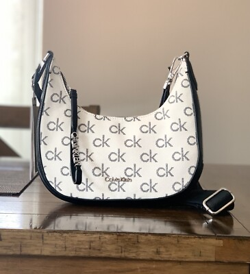 #ad Calvin Klein Clay Top Zip Hobo Shoulder Bag Purse