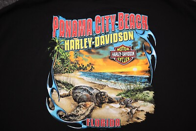 #ad Harley Davidson T Shirt Men#x27;s Size 4XL Black Sea Turtle Panama City Beach FL