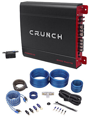 #ad Crunch PX 2000.1D 2000 Watt Mono Powerful Car Audio AmplifierAmp Wire Kit