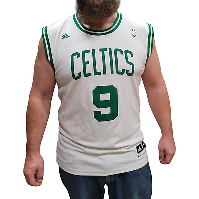 #ad ADIDAS Men#x27;s White Green NBA Celtics Rondo 9 Sleeveless Jersey Sz. M