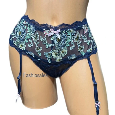 #ad Victorias Secret Dream Angels Embroidered Wide Side Thong Panty amp; Garter Medium