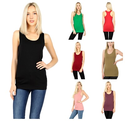 #ad SOFT COTTON STRETCH RACERBACK TANK TOP RELAXED LONG WORKOUT YOGA SPORT FITNESS