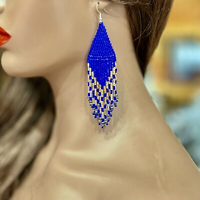 #ad Handmade Native American Style Beaded Tassel Fashion* Earrings
