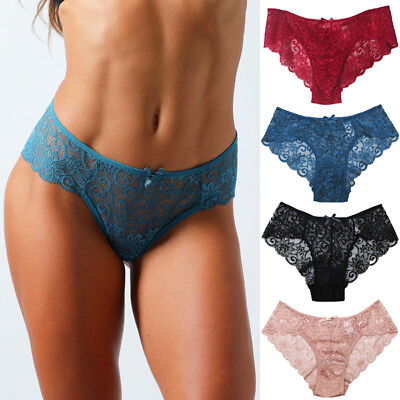 #ad Pack of 3 Womens Ladies Lace French Knickers Briefs Seamless Underwear Panties