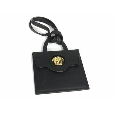 #ad Versace Medusa Leather Bag Motif Bag Charm Black Women#x27;s Authentic