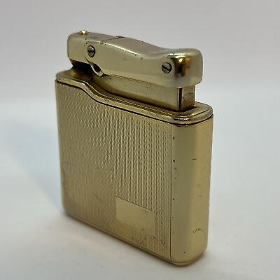 #ad Colibri Lighter Mono Gas20 Gold Art Deco Tobacco France German Made Vintage VTG