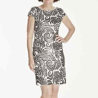#ad Adriana Papell Cap Sleeve Sequin Mini Sheath Dress WOMEN Size 6P