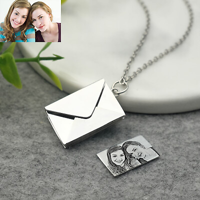 Personalized Custom Photo Necklace Letter Envelope Pendant Jewelry Gift For Mom $13.99