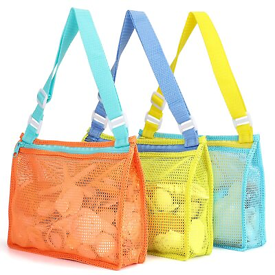#ad Beach Toy Mesh Beach Bag Kids Shell Collecting Bag Beach Sand Toy Totes for