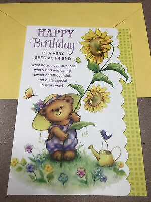#ad Happy Birthday Special Friend Mary Hamilton Bear 5.5”x8” Hallmark Greeting Card