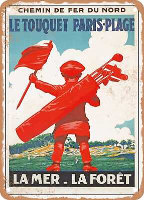 #ad METAL SIGN 1925 Chemin de Fer du Nord Le Touquet Paris Plage Vintage Ad