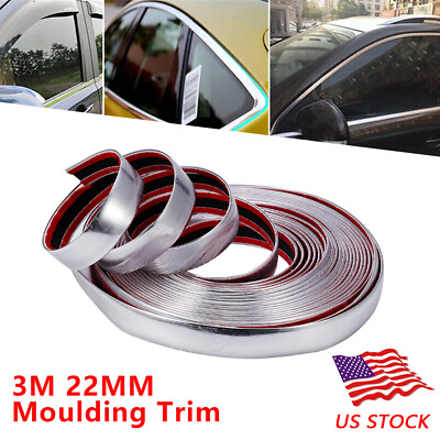 #ad 3M Long 20mm Car Chrome DIY Moulding Trim Anti collision Strip Door Edge Strip