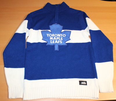 #ad NHL Ilanco Vintage Toronto Maple Leafs 1 4 Zip Knit Sweater Pullover Small Blue