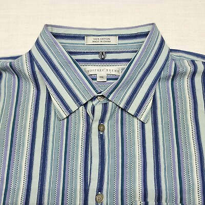 #ad Geoffrey Beene Mens Striped Button Shirt Size XXL Long Sleeve 100% Cotton