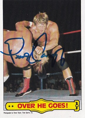 #ad Paul Orndorff Signed 1985 Topps WWF Rookie Card 30 WWE RC Autograph Over He Goes