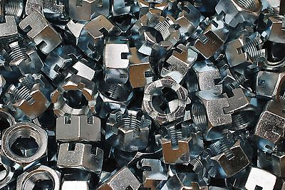 #ad 30 Slotted Hex Castle Nuts 7 8 14 Fine Thread Zinc Plated 7 8quot; 14