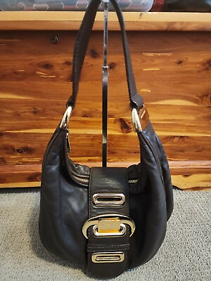 #ad Michael Kors Morgen BROWN Leather Hobo Handbag B 1006