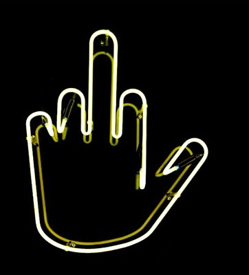 #ad CoCo Hand Middle Finger UP Acrylic Neon Sign 14quot;x10quot; Light Glass Artwork EX