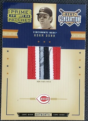 #ad ADAM DUNN 2005 Prime Patches Game Used Worn Jersey NAME PLATE PATCH SP # 29 Reds