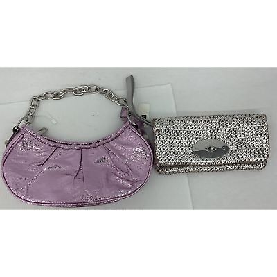 #ad LOT 2 Small Clutch Purses Gap Metallic Woven Wallet Clutch amp; Skinny Dip Pink Bag